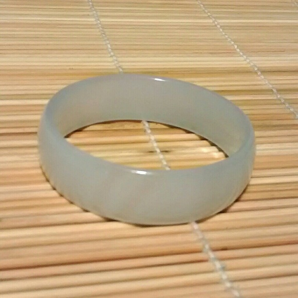 Child's Size Natural White Jade Bangle Bracelet - Picture 2 of 3